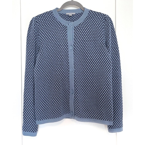 COS Blue Textured Jacquard Button Up 100% Cotton Cardigan - Picture 1 of 11
